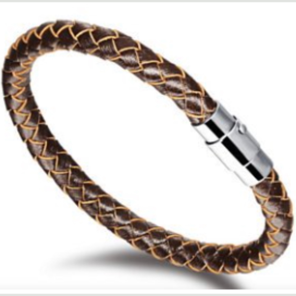 COPY - Braided Leather & Steel Magnetic Clasp Bra…
